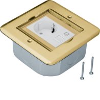 Priză de podea deschidere tip aripă din placă turantă din bronz slefuit Priză Rastec 45 u. RJ45 , Hager BSFRJ45R45B