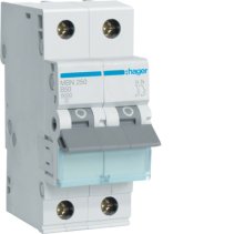 Siguranță automată magneto-termică 2 poli 6kA curba B caracteristică , In 50A 2 Module , Hager MBN250