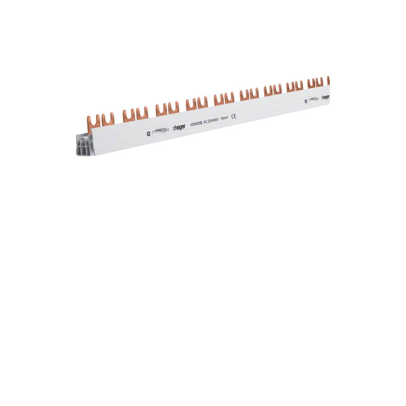 Busbar 2 poli tip furcă (standard eurovario) 10mm² 63A 57 Module , Hager KDN263B