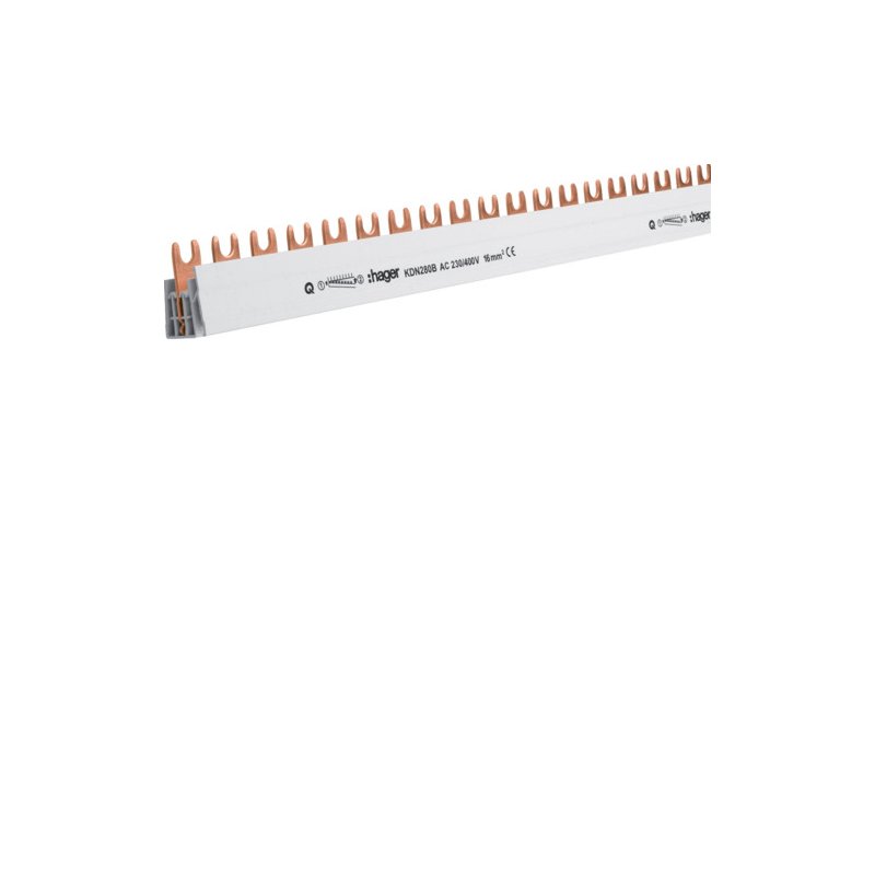 Busbar 2 poli tip furcă (standard eurovario) 16mm² 80A 57 Module , Hager KDN280B