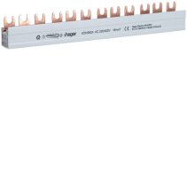 Busbar 3 pol tip furcă (standard eurovario) 16mm² 80A 12 Module , Hager KDN380A
