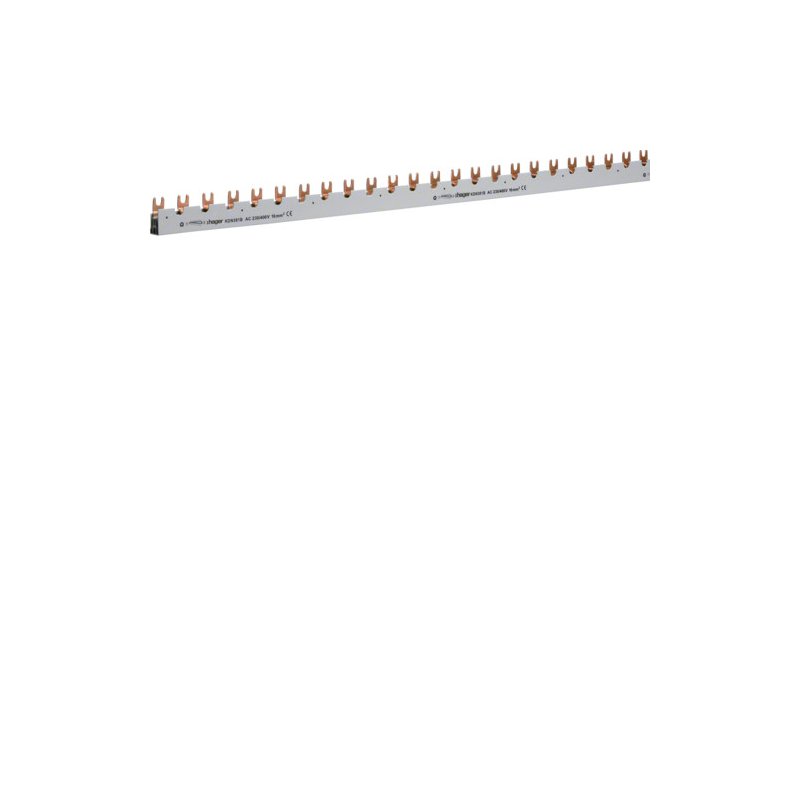 Busbar 3 pol cu Contact auxiliar, tip furcă (standard eurovario) 16mm² 80A 39 Module , Hager KDN381B