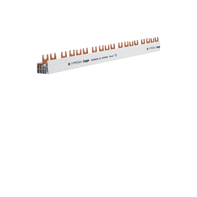 Busbar 4 poli , tip furcă (standard eurovario) 10mm² 63A 57 Module , Hager KDN463B