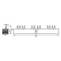 Bus bar pentru AFDD in sisteme trifazate L1/N/Spa/L2.. 4 poli EURO VARIO 130A 16qmm 1000mm , 20 de AFDD