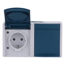 Priză dubla aparenta cu protecție sporită la atingere IP44 , Ocean 20/2 EBW-53 Busch Jaeger ABB