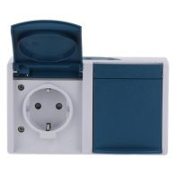 Priză dubla aparenta cu protecție sporită la atingere IP44 , Ocean 20/2 EBW-53 Busch Jaeger ABB