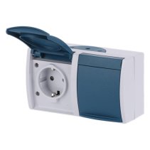 Priză dubla aparenta cu protecție sporită la atingere IP44 , Ocean 20/2 EBW-53 Busch Jaeger ABB