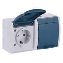 Priză dubla aparenta cu protecție sporită la atingere IP44 , Ocean 20/2 EBW-53 Busch Jaeger ABB