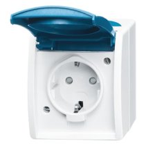 Priză aparenta cu capac si protecție sporită la atingere IP44 , Ocean 20EBW-53 Busch Jaeger ABB