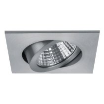 Spot LED incastrabil 7W, Alb Cald 3.000K, formă pătrată, aluminiu mat