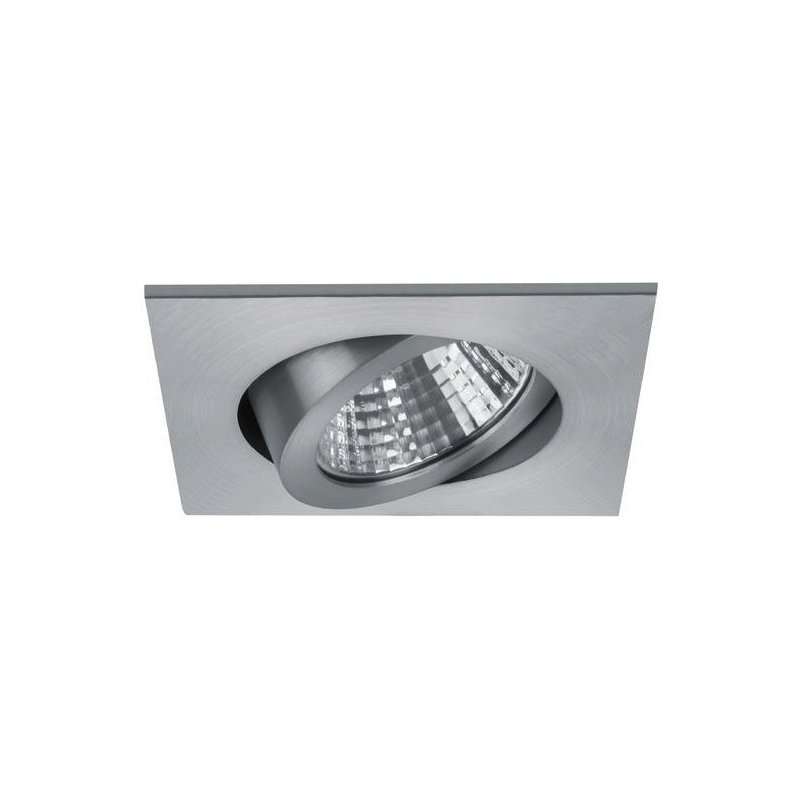 Spot LED incastrabil 7W, Alb Cald 3.000K, formă pătrată, aluminiu mat