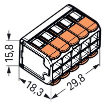 Clemă WAGO cu 10 intrari x 0,14 - 4 mm cu manete de acționare