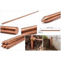 Electrod de împământare nVent ERICO LPC711 din cupru masiv diametru 19,05 mm lungime 3,05 m