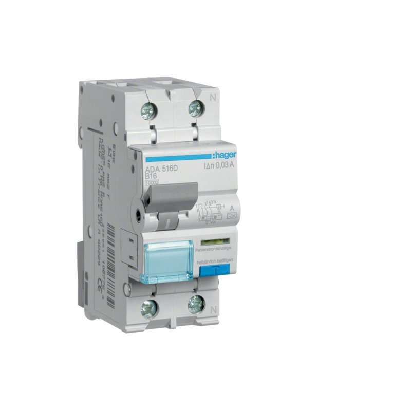 Hager  întreruptor diferențial RCBO 10kA 16A B 30mA