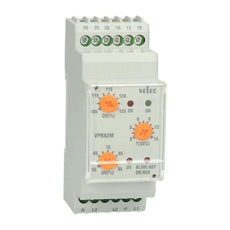 Releu de monitorizare a tensiuni trifazata si monofazata supra si subtensiune cu supraveghere N , SELEC