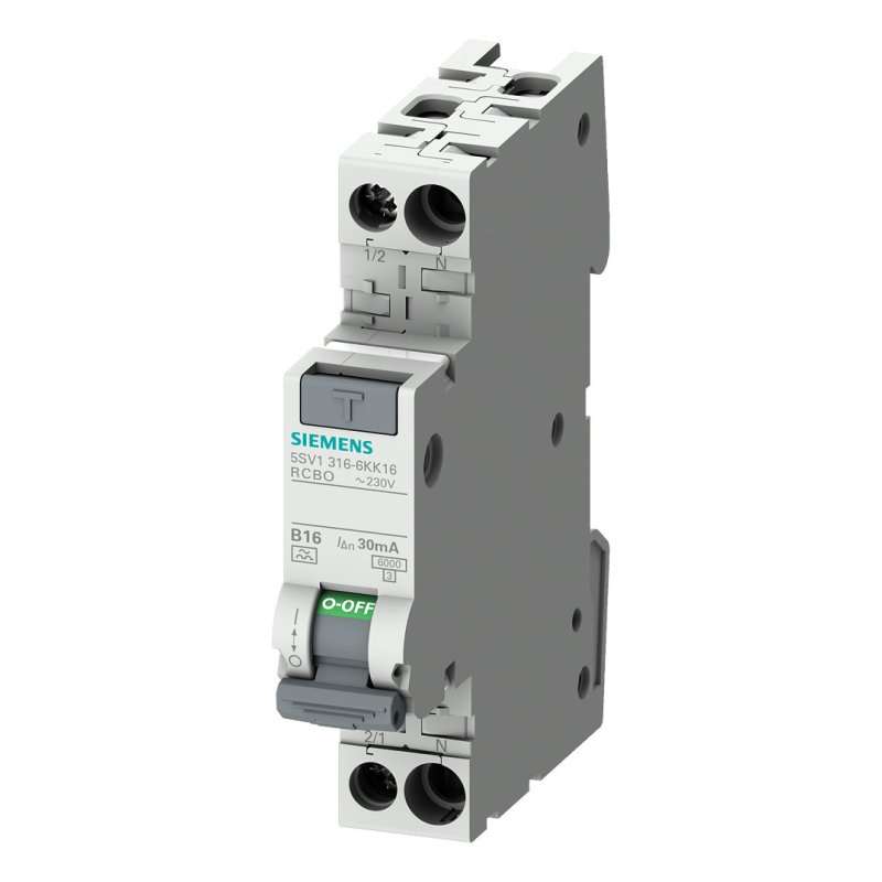 Siemens Compact întreruptor diferențial RCBO tip A 6kA  16A B  30mA