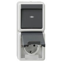 GIRA 017630 Priză Schuko/comutator WG-AP gri vertical IP44
