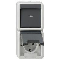 GIRA 017630 Priză Schuko/comutator WG-AP gri vertical IP44