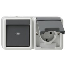 GIRA 017730 Priză Schuko/comutator WG-AP gri orizontal IP44