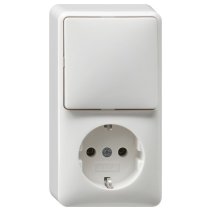 GIRA 017613 Priză Schuko/comutator PT alb pur cu placă plină