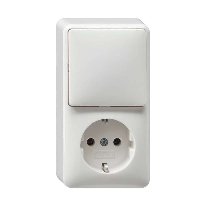 GIRA 017613 Priză Schuko/comutator PT alb pur cu placă plină
