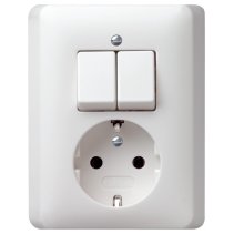 GIRA 017504 Priză Schuko/întrerupător dublu ST  System 55 finisaj alb pur satinat