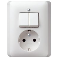 GIRA 017504 Priză Schuko/întrerupător dublu ST  System 55 finisaj alb pur satinat