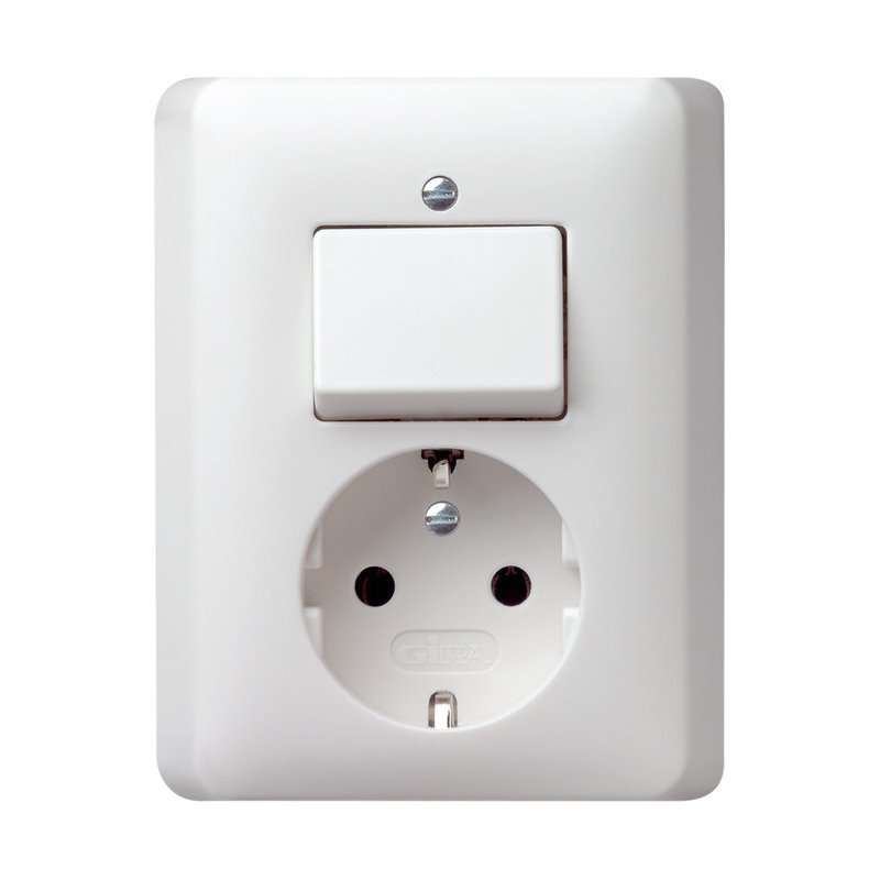GIRA 017604 Priză Schuko/întrerupător ST System 55 alb pur, finisaj satinat