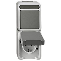 Combinație priză SCHUKO/comutator gri deschis AQUASTAR