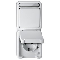 Combinație priză SCHUKO/comutator alb polar  deschis AQUASTAR