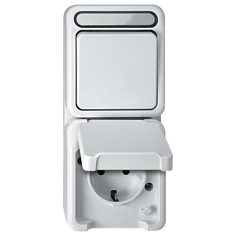 Combinație priză SCHUKO/comutator alb polar  deschis AQUASTAR