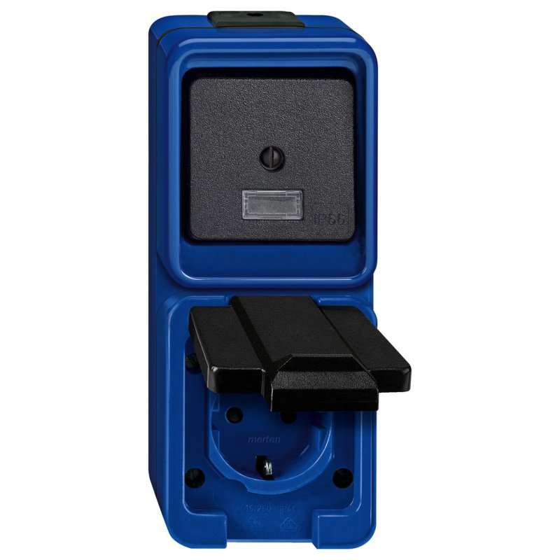 Combinație priză/întrerupător  Albastru rezistent la impact  MERTEN