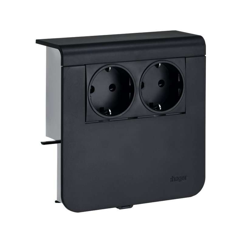 Hager sistem aparataj 2 x Schuko 48mm grafit negru pentru plinte de cablu
