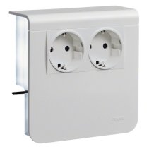 Hager sistem aparataj 2 x Schuko 48mm alb pentru plinte de cablu