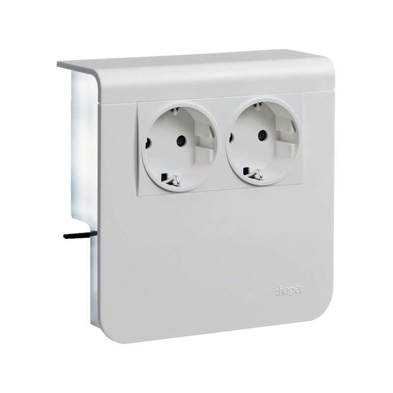 Hager sistem aparataj 2 x Schuko 48mm alb pentru plinte de cablu