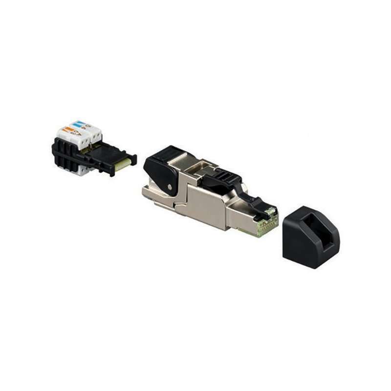 Stecher universal Cat.6A iso, RJ45, ecranat, montaj pe teren, argintiu