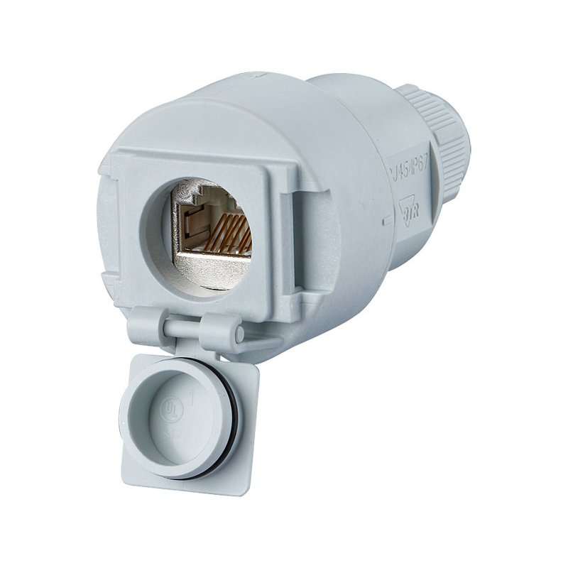 Modul RJ45  E-DATindustry 8(8) gri deschis cu modul E-DAT IP67 KK