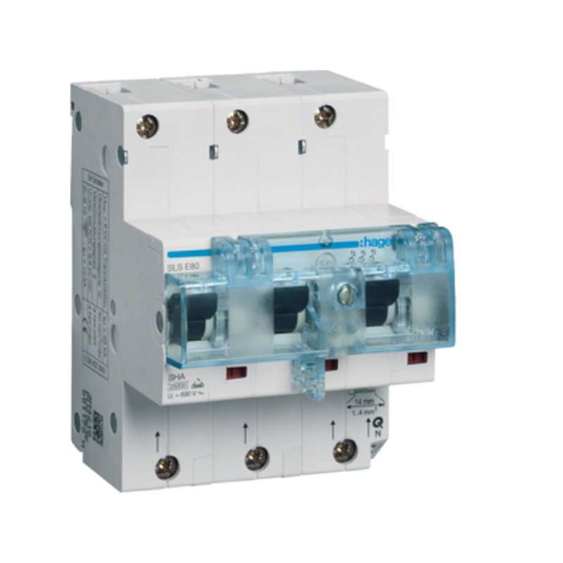 Intreruptor selectiv Hager SLS E-80A trifazat pentru montare pe șină