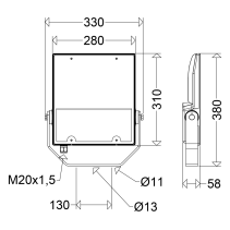 SCHUCH Proiector LED IP66 ,70W,9600lm, aluminiu turnat sub presiune, 4000K, variabil