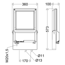 SCHUCH Proiector LED IP66 ,140W,19400lm, aluminiu turnat sub presiune, 4000K, variabil