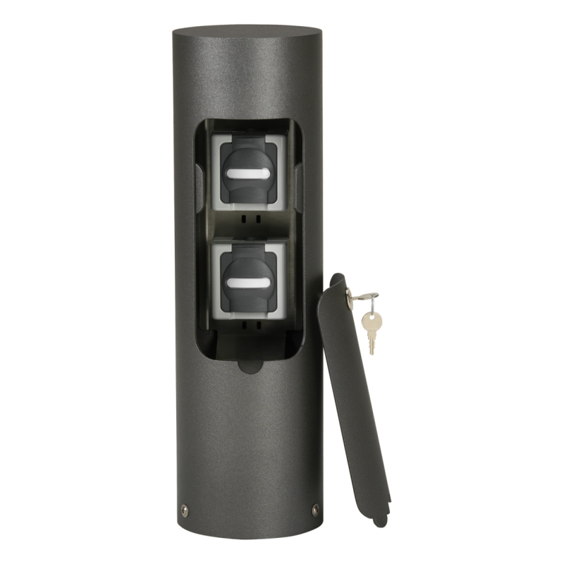 Stalp de energie , blocabil, 2x prize de contact de protectie - culoare: antracit/argintiu,