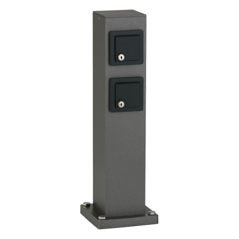 Stalp de energie tip nr.4412 - cu 2 prize de contact de protectie blocabile - culoare: antracit/negru
