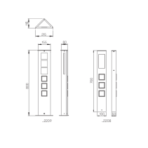 Coloană luminoasă cu priză tip nr.2209 din oțel inoxidabil, iluminare pe trei laturi