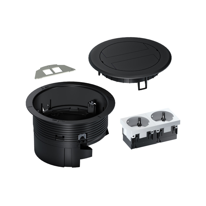 Hager BSR02D03  Prize de podea cu capac pliabil 9005 SET