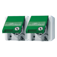 Priză dubla cu cheie pentru biciclete si trotinete electrice e-bicicletă  JUNG 8220GNNAWSLEB