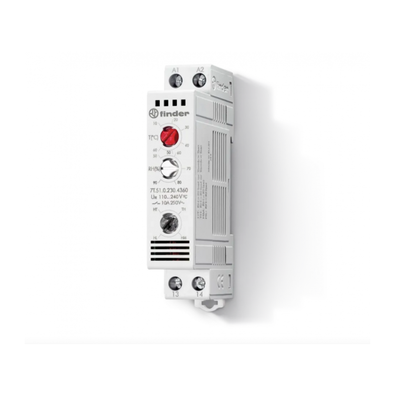 Finder 7T.51.0.230.4360  Termostat  higrostat  tablou  ,NO 10 A, +10 la +60 °C / 50 la 90% rH,110 la 240 V AC/DC