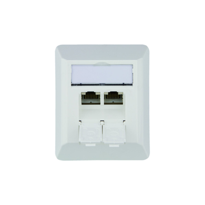 Priza de date aplicata Cat. 6a UAE 8/8 AMJ45K dublu AP 45° alb alpin