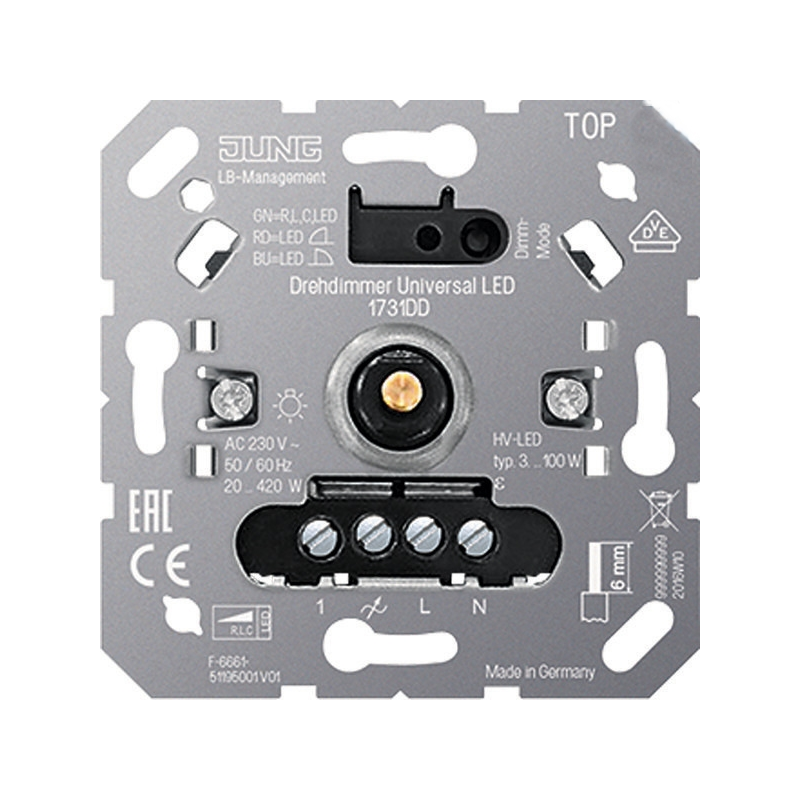 Dimmer rotativ pentru LED, inserție standard Jung 1731DD