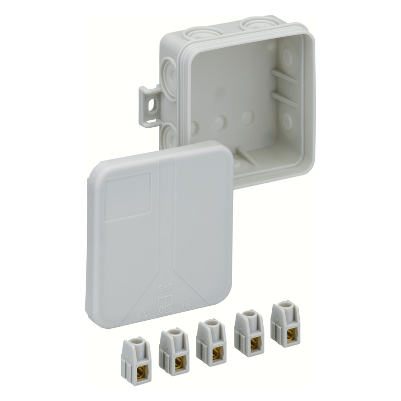 Doza aparenta  75x75x37mm IP55 5x terminale cu șurub 2,5qmm gri