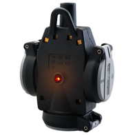 Cupla tripla  SCHUKO din cauciuc solid, negru, IP54, cu afișaj de tensiune